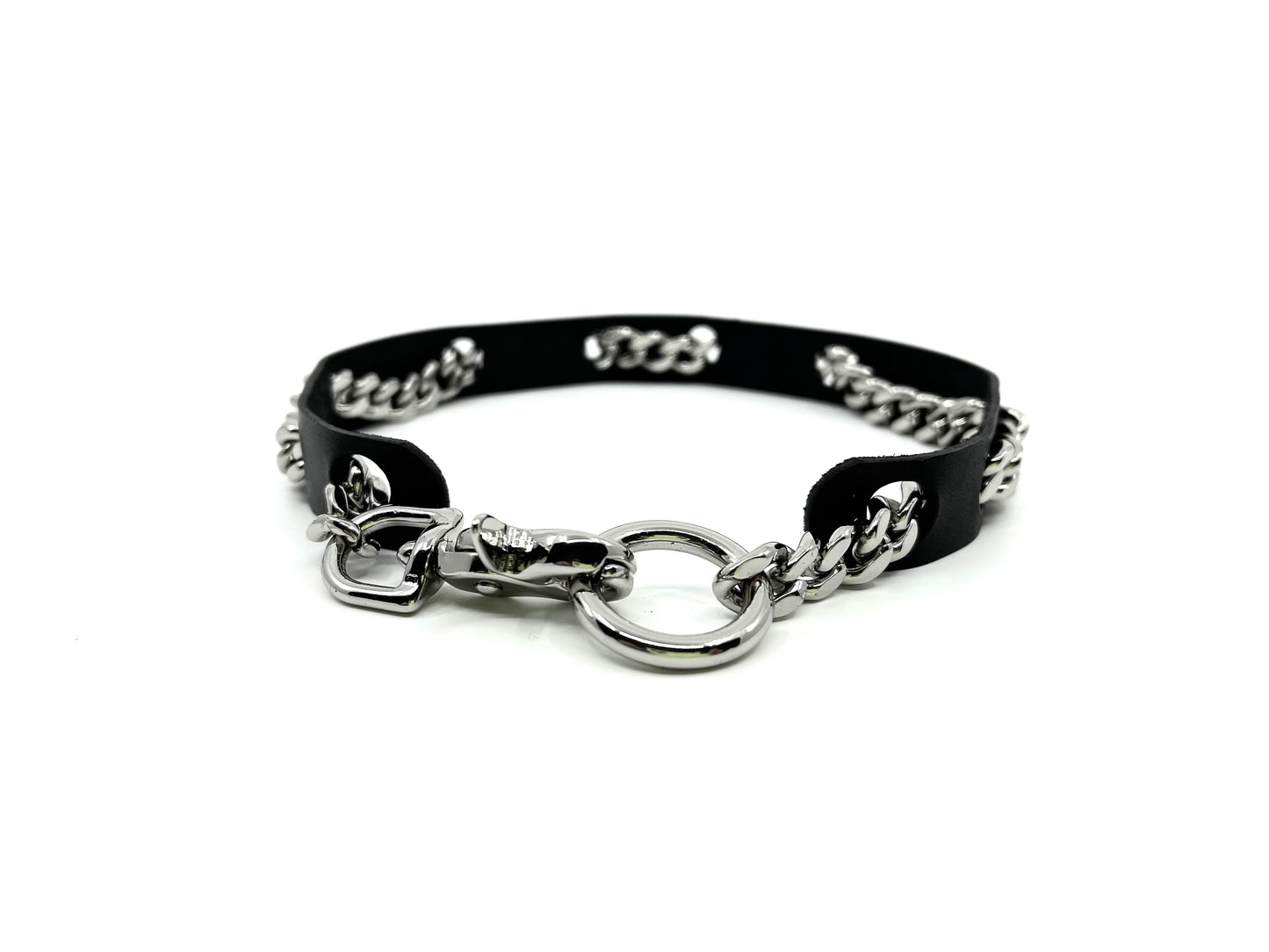 Leather Curb Chain Choker
