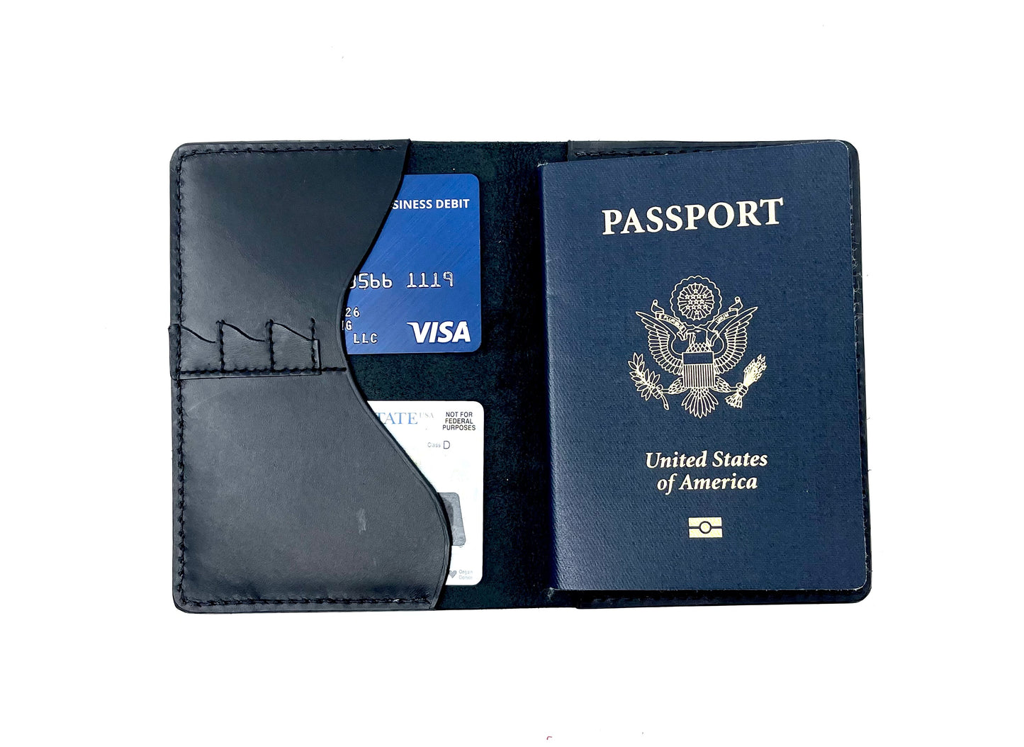 Black Leather Passport Wallet