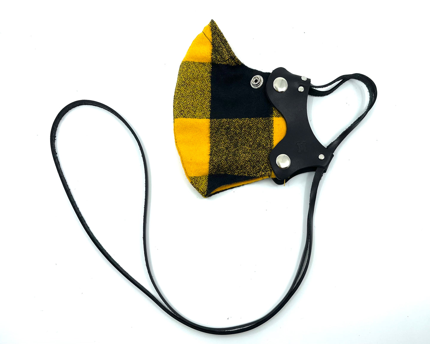 V2. Yellow Mustard Flannel Lanyard Mask