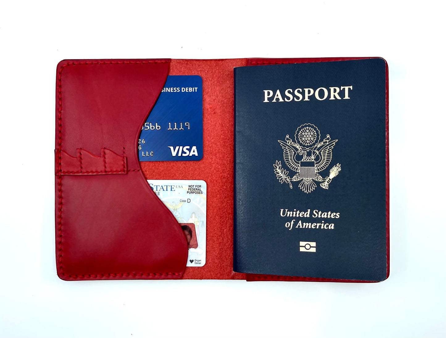 Red Leather Passport Wallet