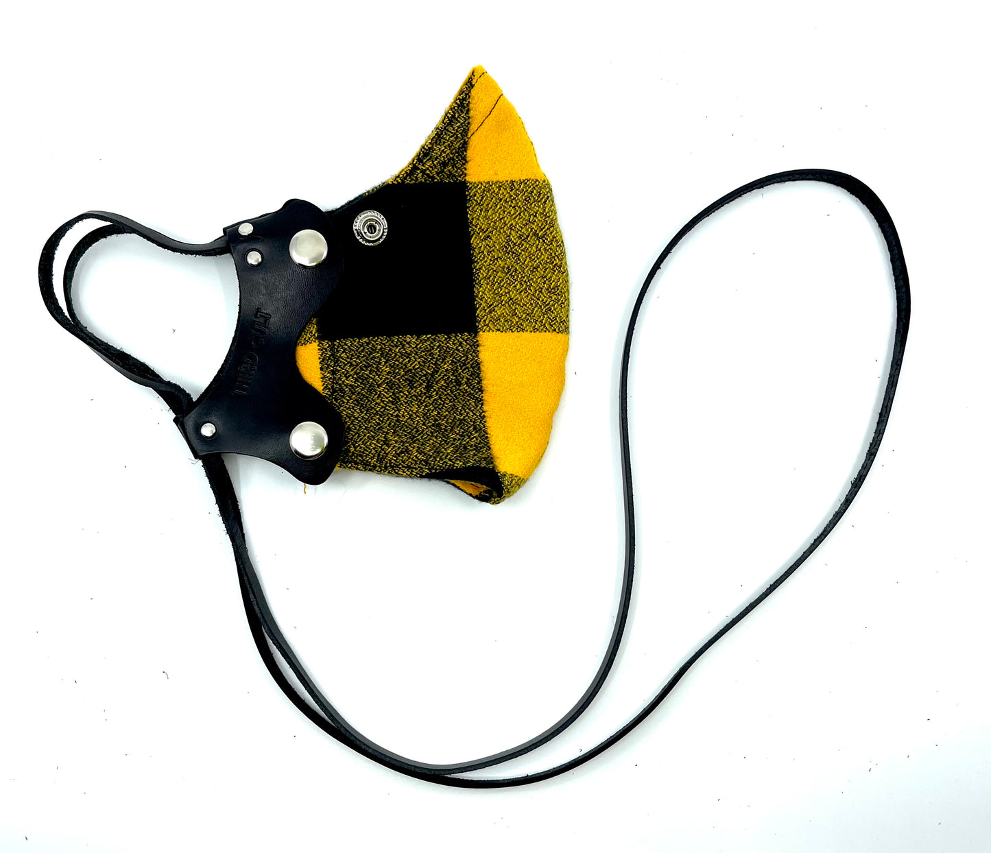 V2. Yellow Mustard Flannel Lanyard Mask