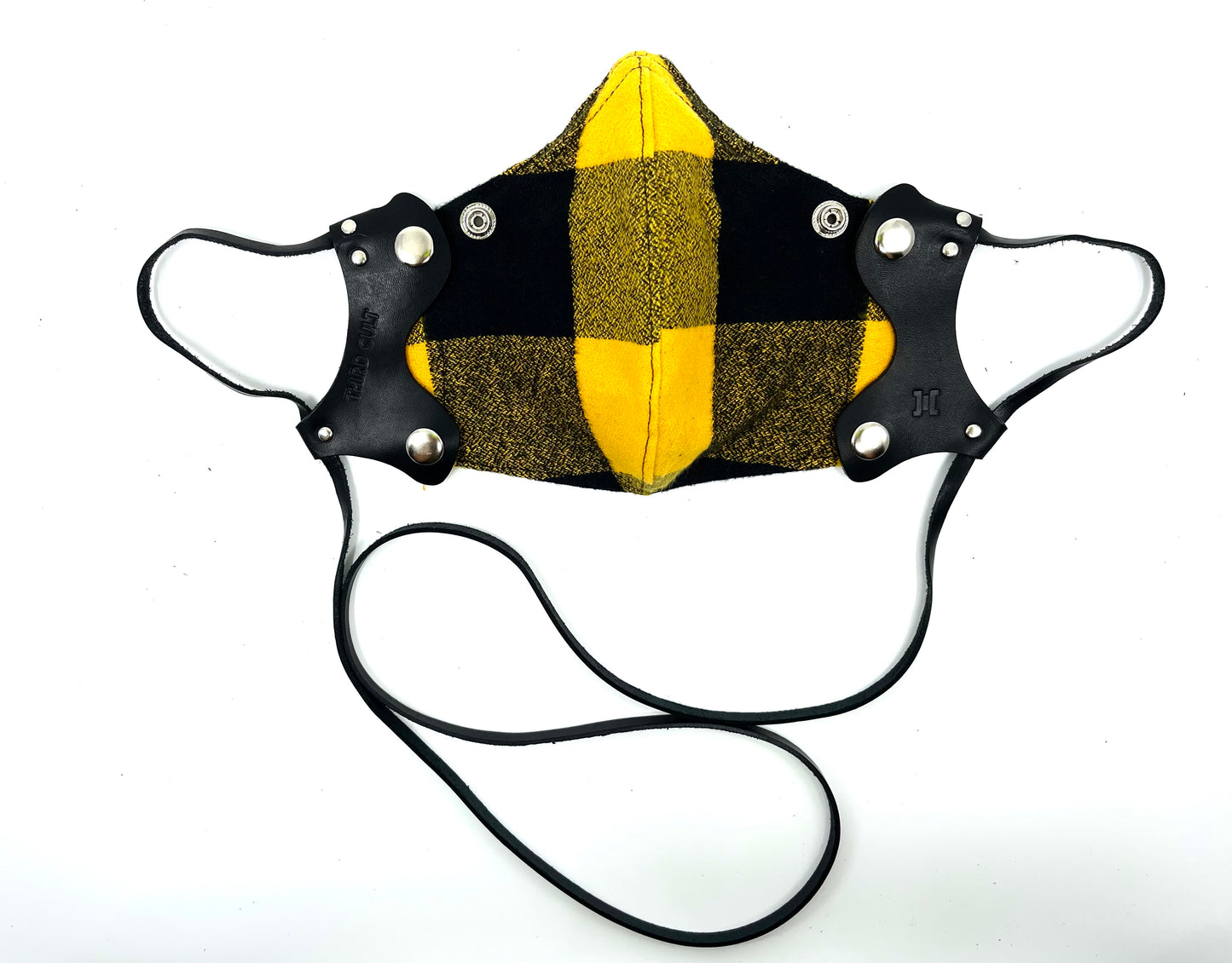 V2. Yellow Mustard Flannel Lanyard Mask